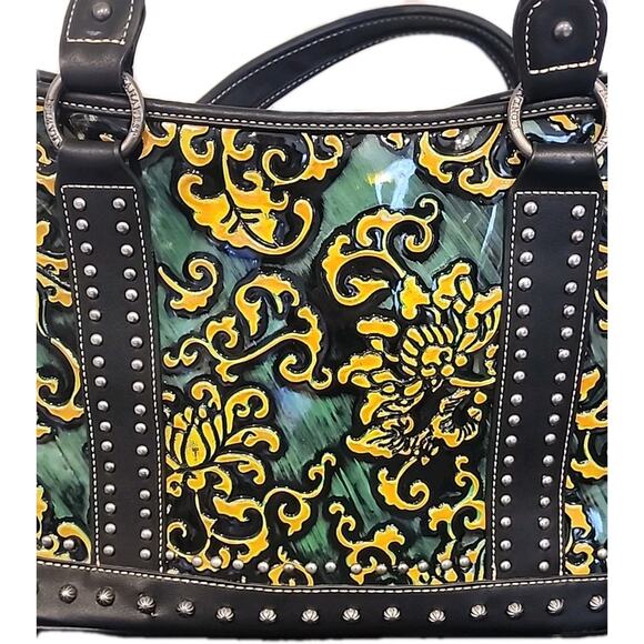 Montana West Concealed Carry Western Tote Leather Embroidered Purse Handbag - Picture 5 of 12